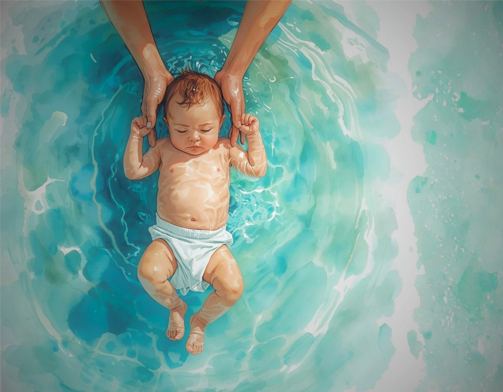 Séance aquatique bébé nageurs avec un bébé