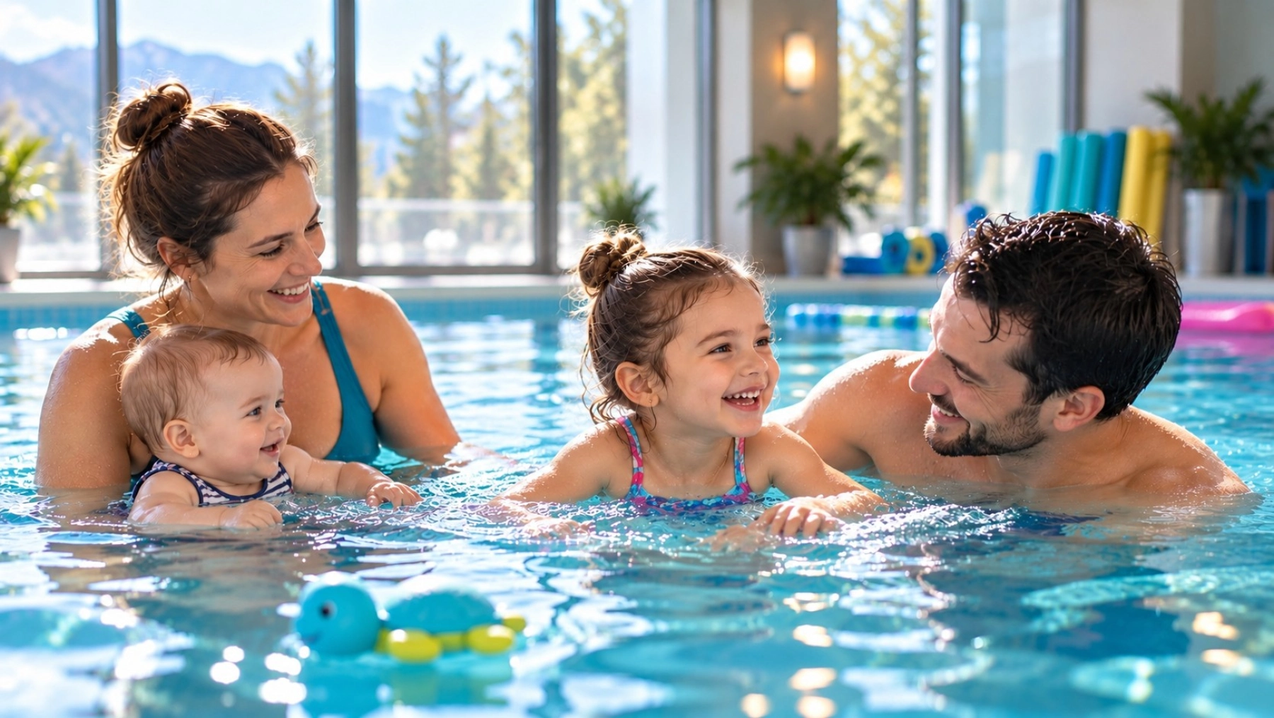 Natation en famille